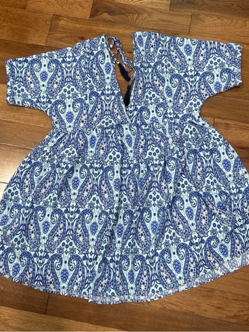 Blue Paisley Girls' Peasant Top